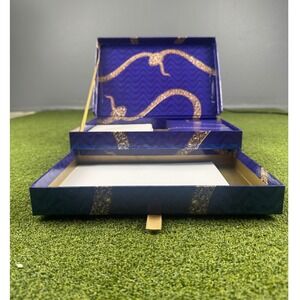 Faberge The Royal Collection Notecard Box Blue Gold Snake 8 Cards Envelopes Case